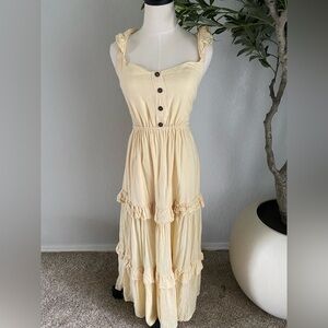Jen's Pirate Booty Butter Cream Button Midi Dress